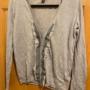 Banana Republic Light Gray Ruffle Cardigan